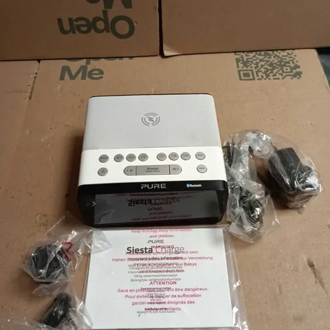 PURE SIESTA CHARGE DAB+/FM ALARM CLOCK RADIO WITH BLUETOOTH AND WIRELESS CHARGING – BOXED