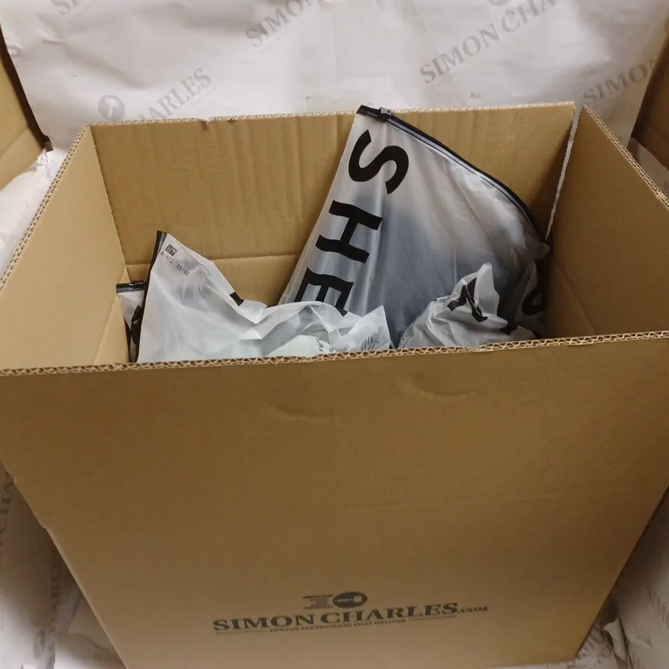 BOX OF APPROXIMATELY 10 ASSORTED SHEIN CLOTHING ITEMS IN VARIOUS COLOURS & SIZES 
