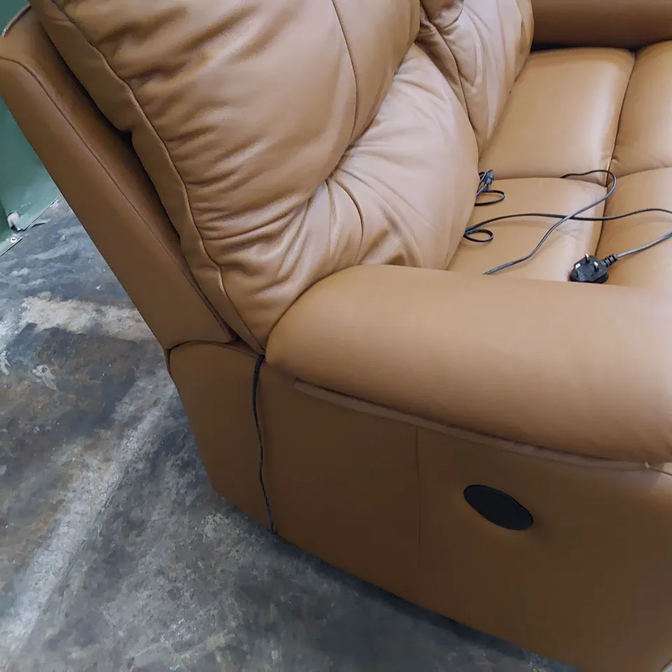 QUALITY BRITISH DESIGNER G PLAN MINSTRAL POWER RECLINING TWO SEATER SOFA CAMBRIDGE TAN LEATHER 