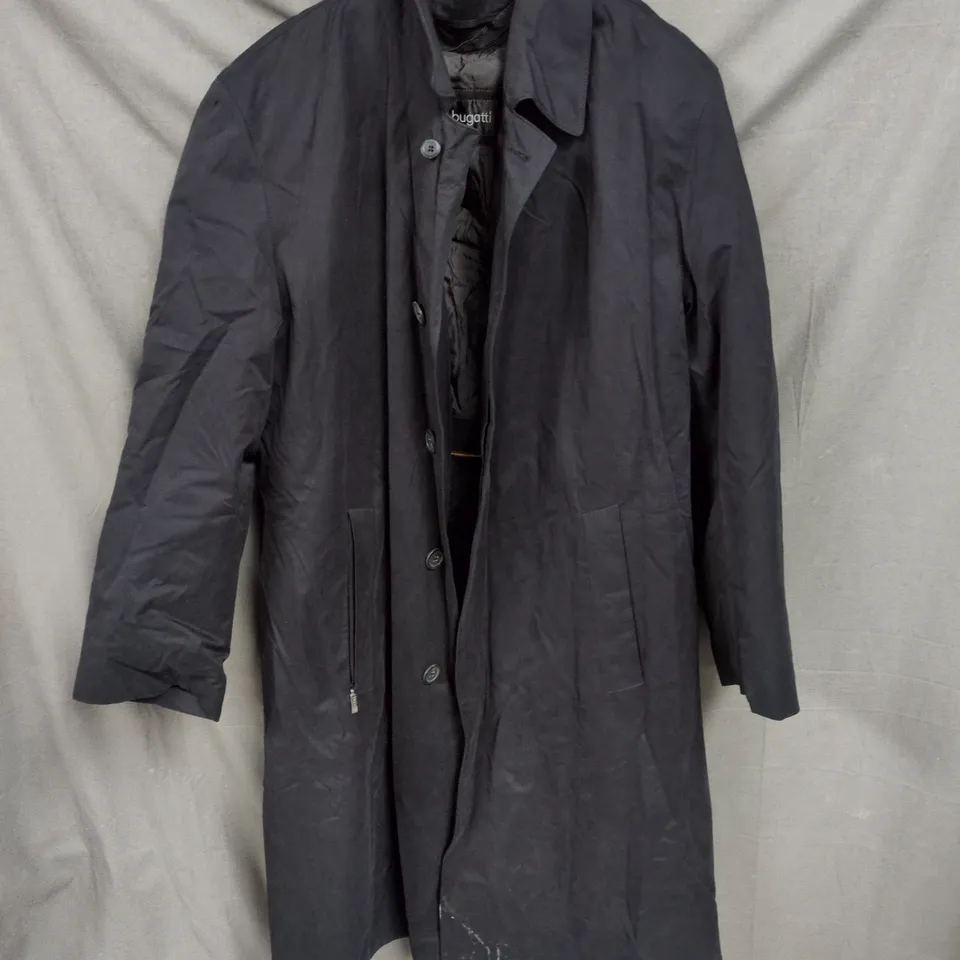 BUGATTI MEN'S BLACK LONG OVERCOAT – SIZE UNSPECIFIED