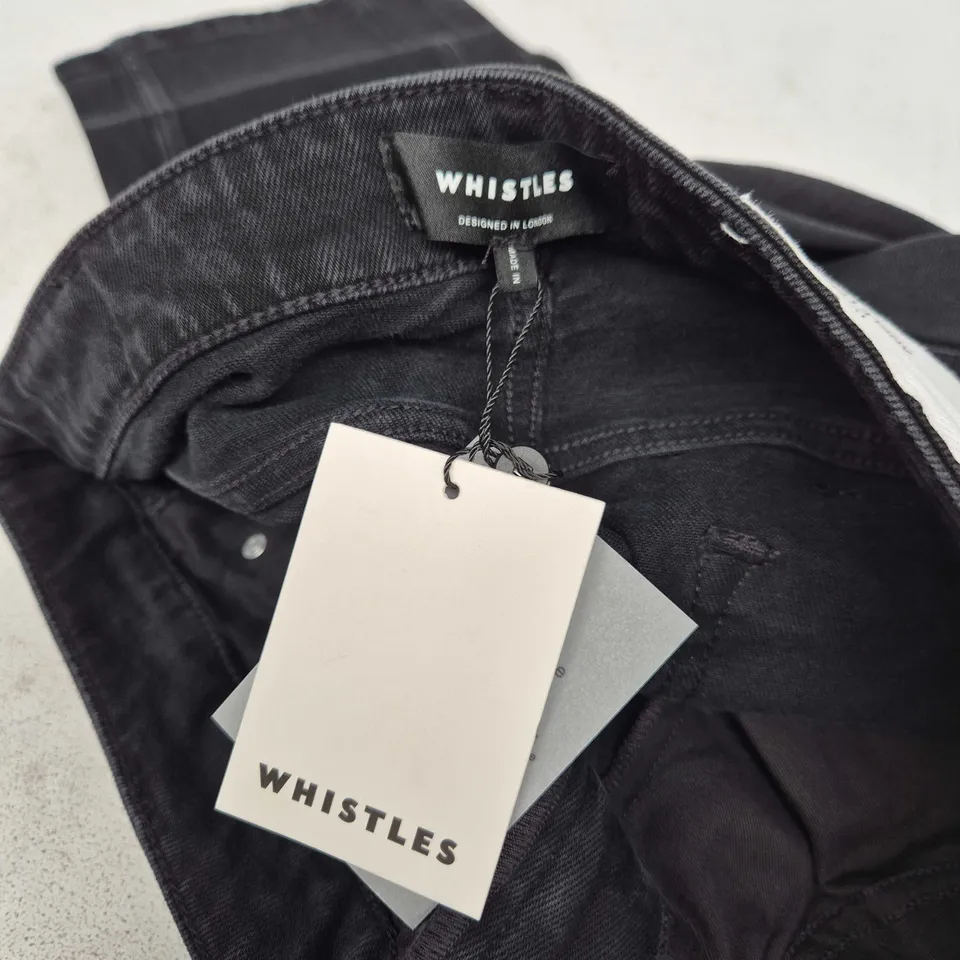 WHISTLES STRETCH BARREL LEG JEANS IN BLACK - UK 32