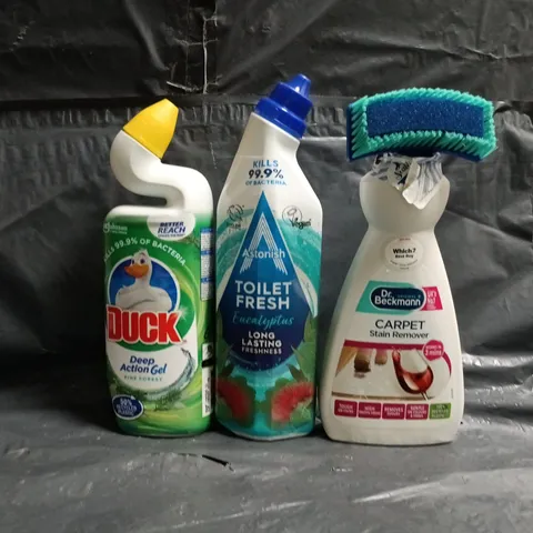 APPROXIMATELY 10 ASSORTED HOUSEHOLD ITEMS TO INCLUDE DUCK DEEP ACTION GEL, ETC