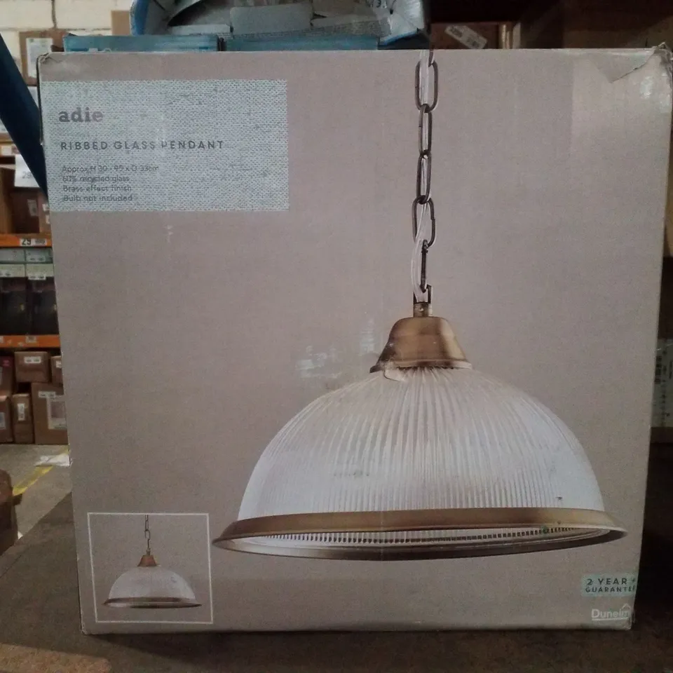 BOXED DUNELM ADIE RIBBED GLASS PENDANT 