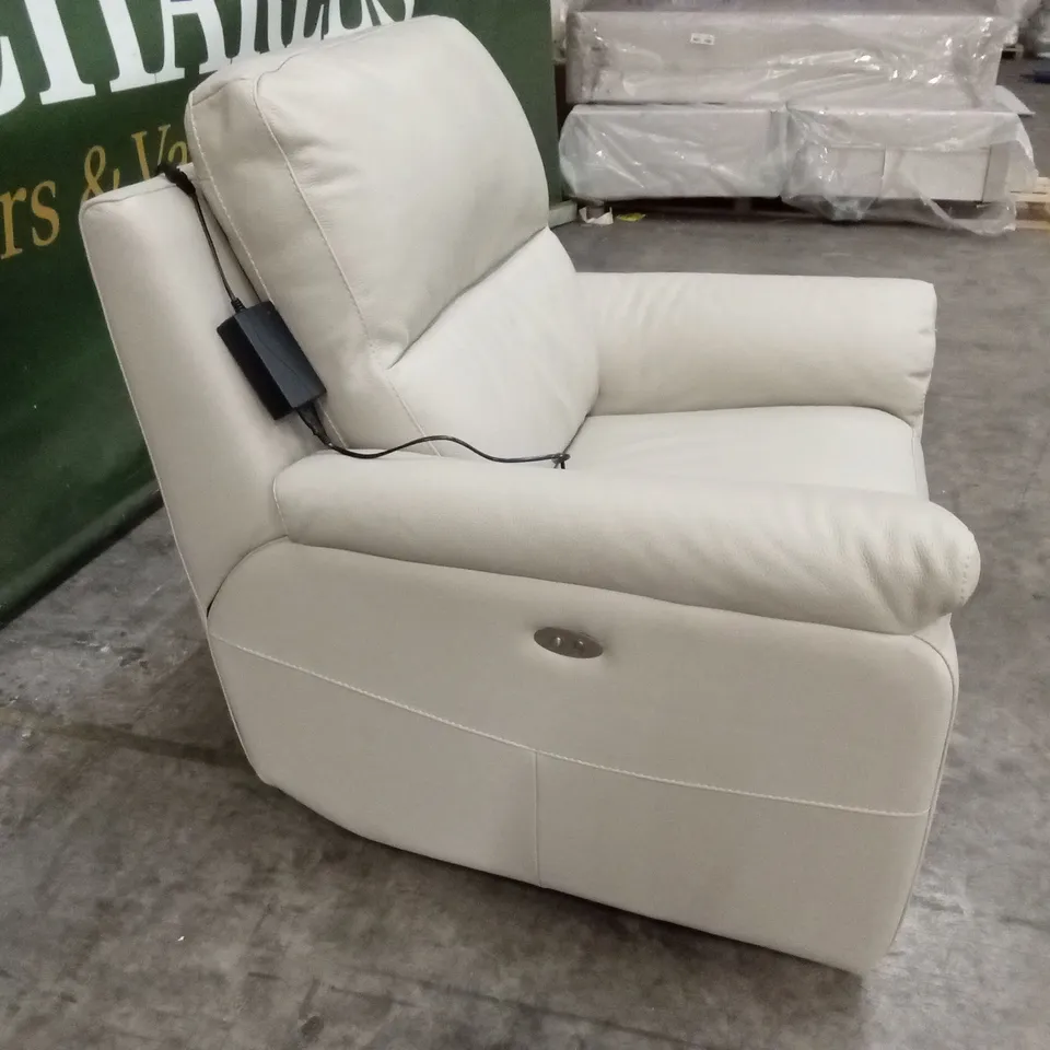 QUALITY DESIGNER ITALIAN MADE ELECTRIC RECLINER LEATHER ARMCHAIR - SAND