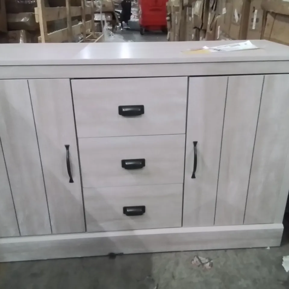 BRISTOL WIDE 2 DOOR 3 DRAWER SIDEBOARD DUSTY GREY OAK