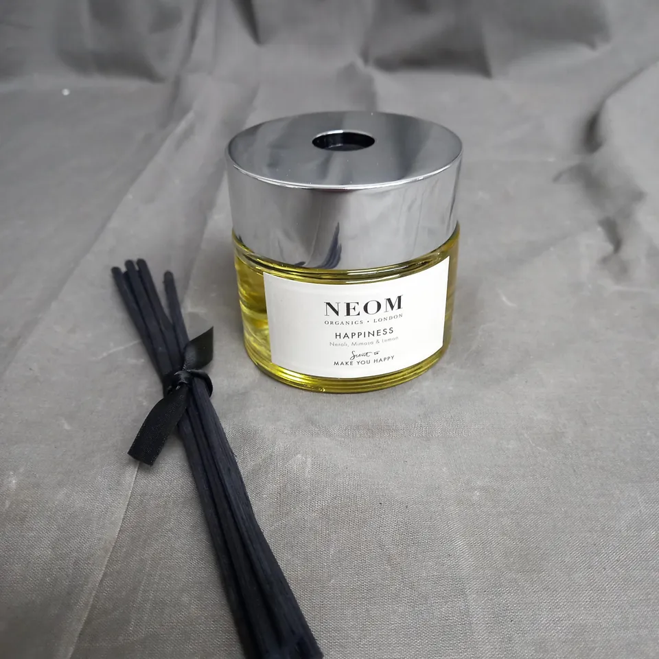 BOXED NEOM ORGANICS LONDON – HAPPINESS REED DIFFUSER – SCENT TO MAKE YOU HAPPY (100ML)