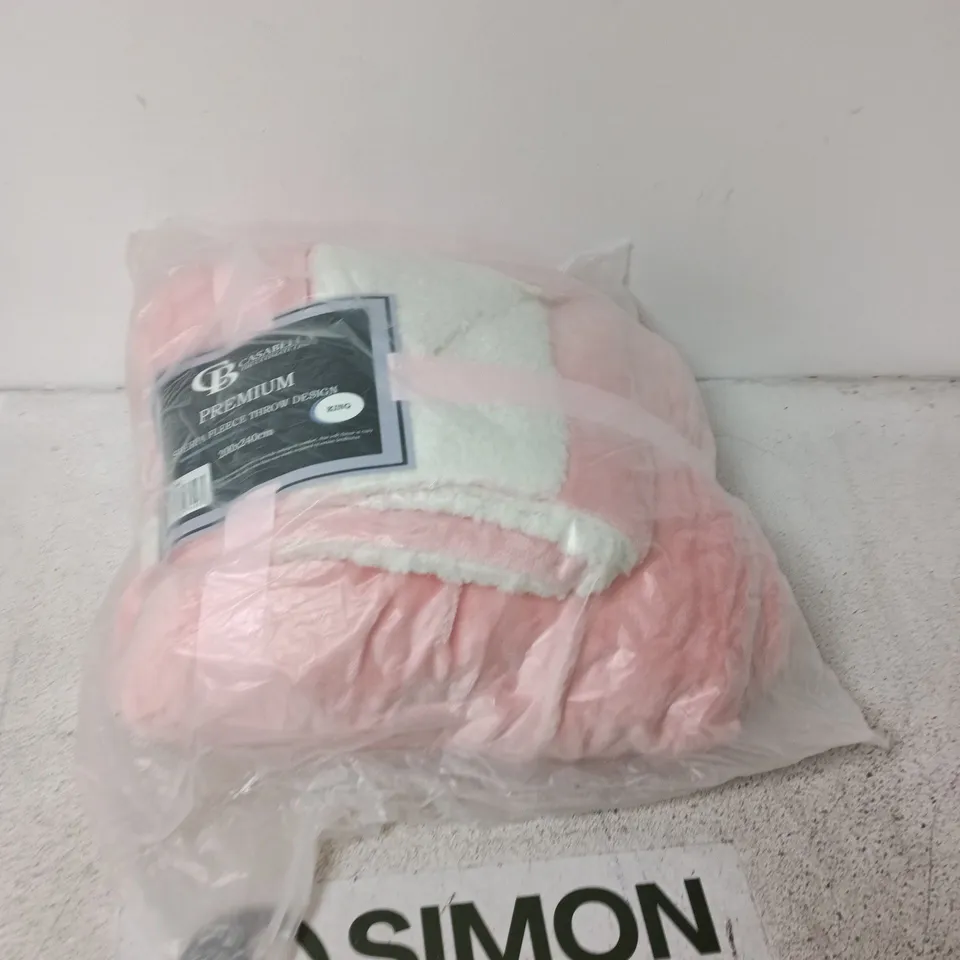 CASABELLA PREMIUM SHERPA FLEECE THROW – PINK/WHITE, KING 200X240 CM
