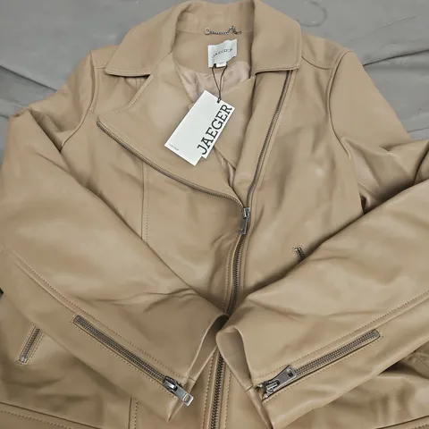 JAEGER LEATHER JACKET – TAN, UK 10 