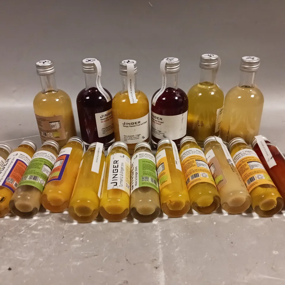 APPROXIMATELY 15 SEALED JINGER GINGER INFUSED SHOTS IN VARIOUS FLAVOURS - COLLECTION ONLY 