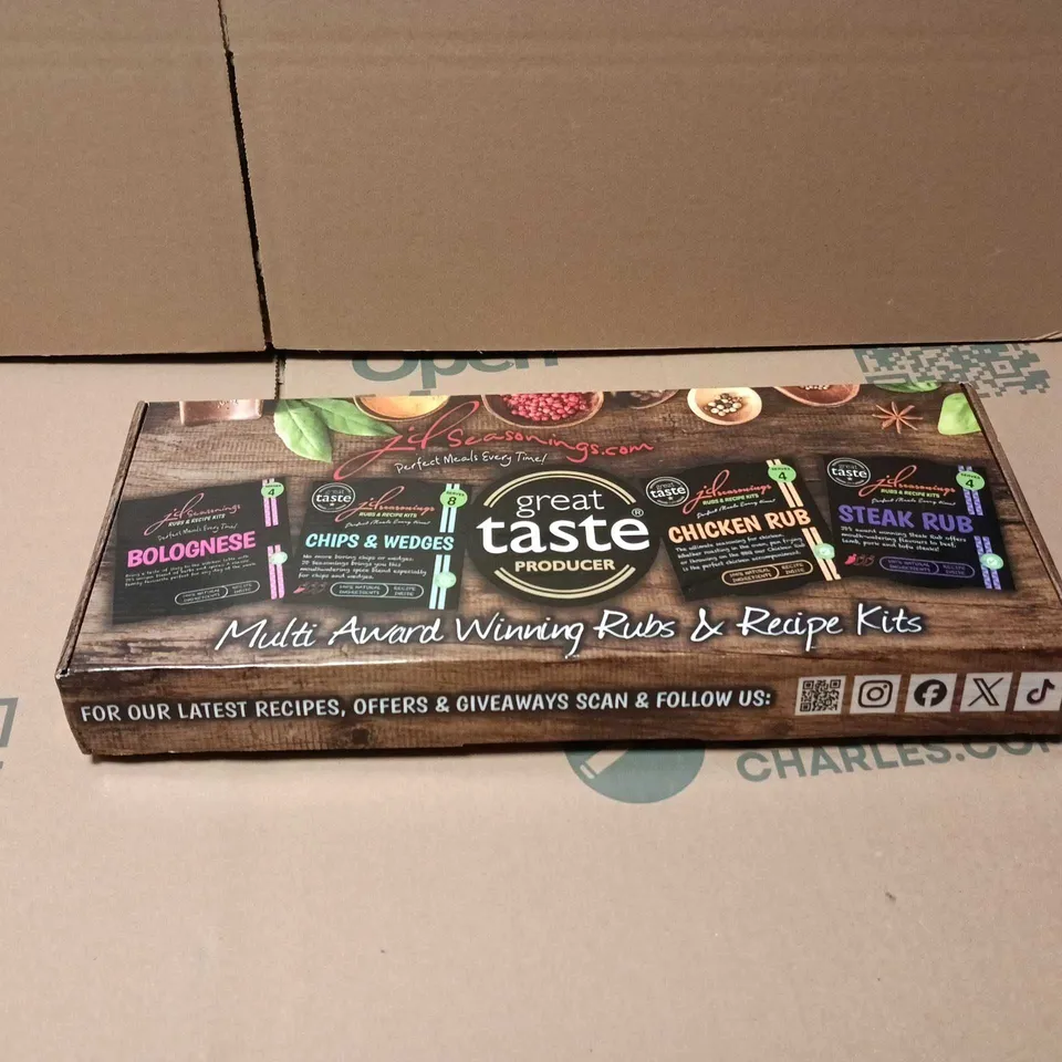 JD SEASONINGS RUBS AND RECIPE KIT, BOX SET WITH 10 DIFFERENT FLAVOURS