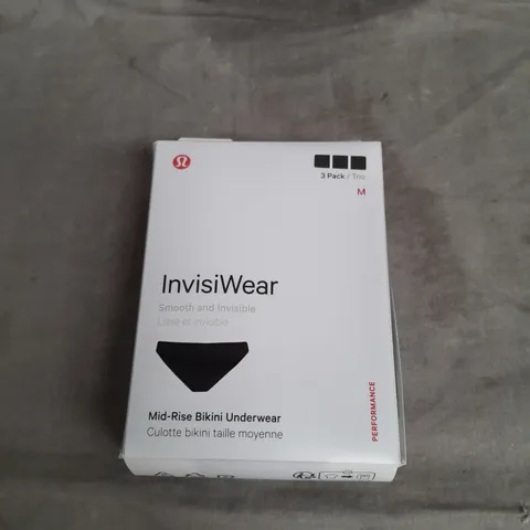 LULULEMON INVISIWEAR MID-RISE BIKINI UNDERWEAR IN BLACK 3PACK SIZE M