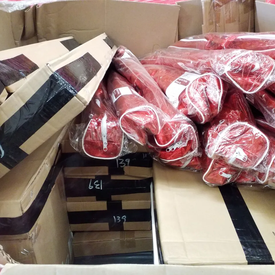PALLET CONTAINING ASSORTED PRODUCTS INCLUDING RUBY RED TWIRLING BATON BAGS, WALL ART PRINTS, MAGNETIC KNIFE STRIPS & PICNIC BASKET