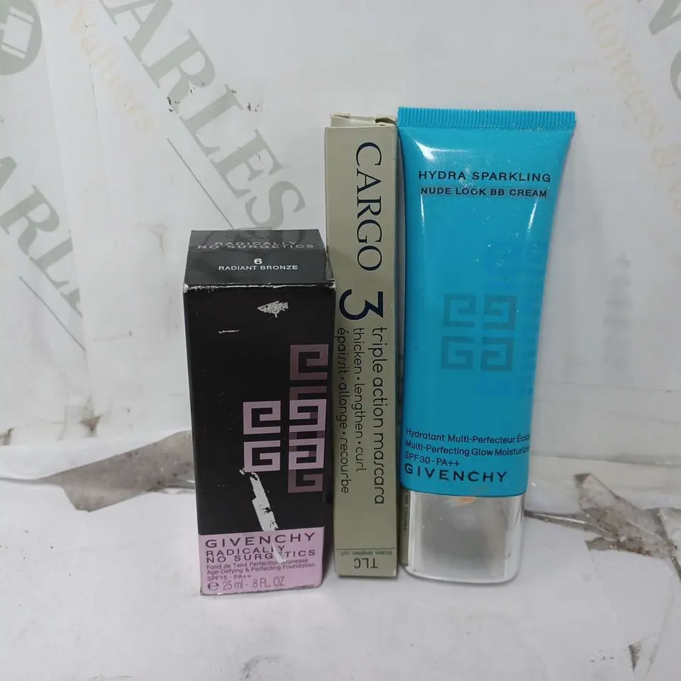 APPROXIMATELY 30 ASSORTED HEALTH & BEAUTY PRODUCTS TO INCLUDE GIVENCHY AGE-DEFYING FOUNDATION, CARGO 3 TRIPLE ACTION MASCARA, GIVENCHY NUDE LOOK BB CREAM, ETC