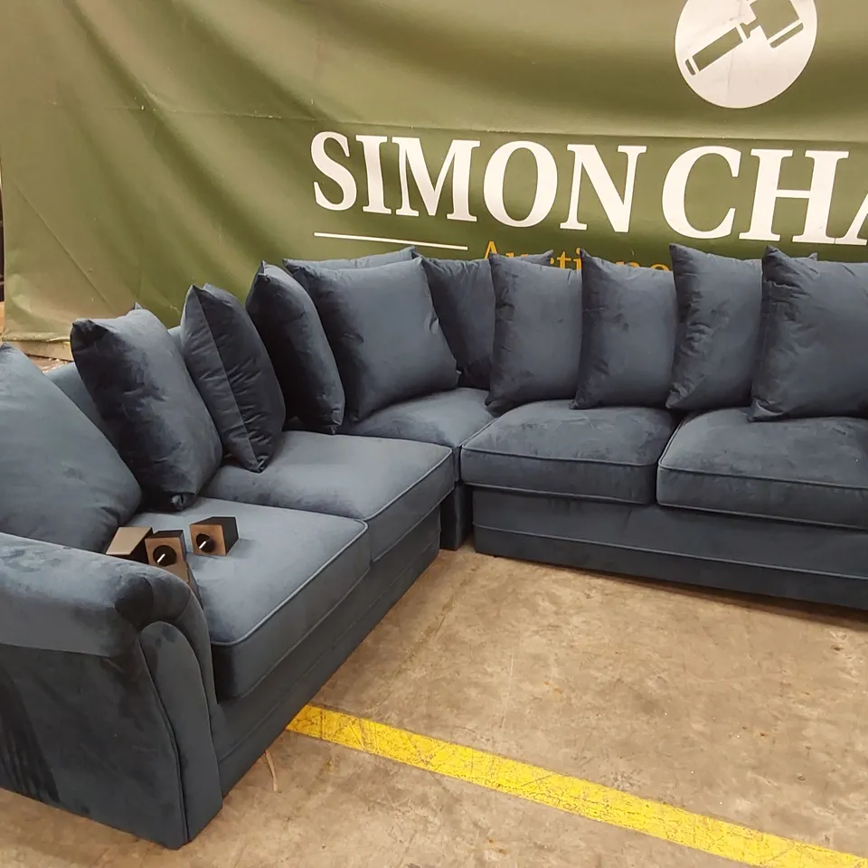 LEILA FABRIC CORNER GROUP SOFA - NAVY  RRP £1259