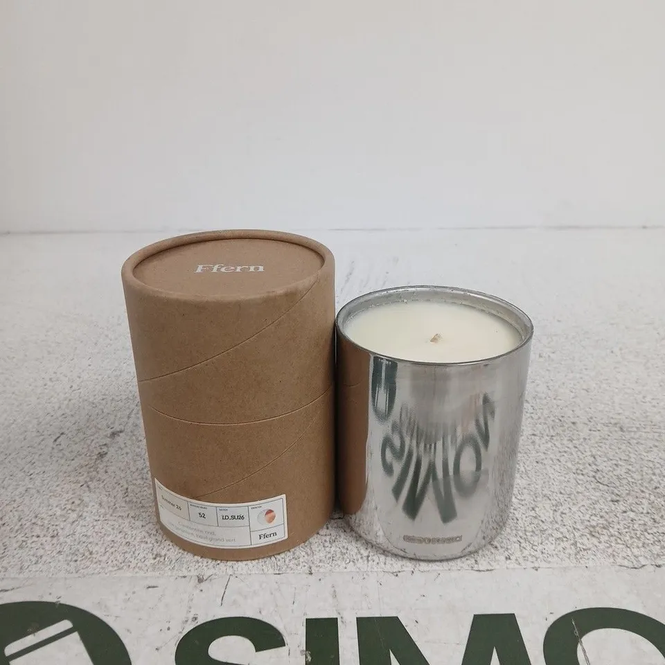 FFERN SCENTED CANDLE IN METAL TIN WITH KRAFT CYLINDRICAL PACKAGING
