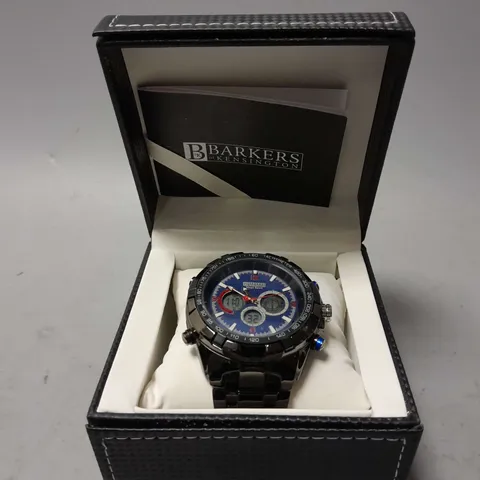 BOXED BARKERS OF KENSINGTON MEGA SPORT BLUE WATCH