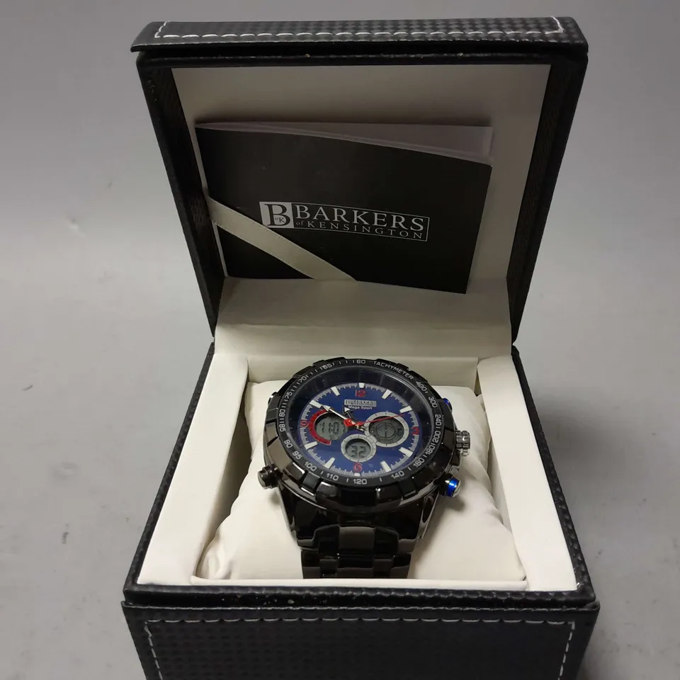 BOXED BARKERS OF KENSINGTON MEGA SPORT BLUE WATCH