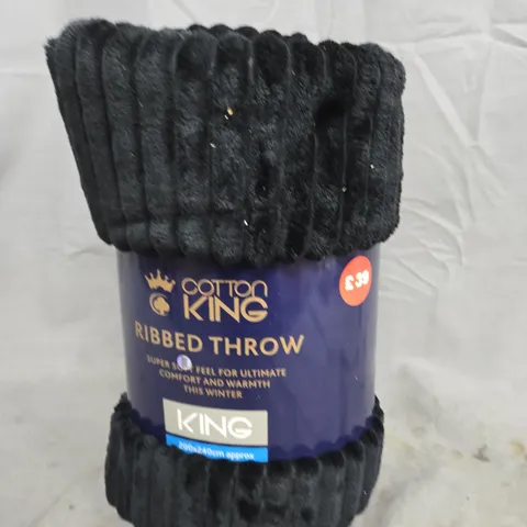 COTTON KING RIBBED THROW – BLACK