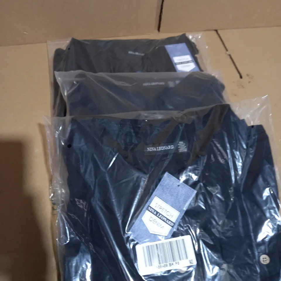 3 X BRAND NEW ELBOW SLEEVE BUTTON UP STRETCH DENIM DRESS BY NINA LEONARD BLACK 4XL