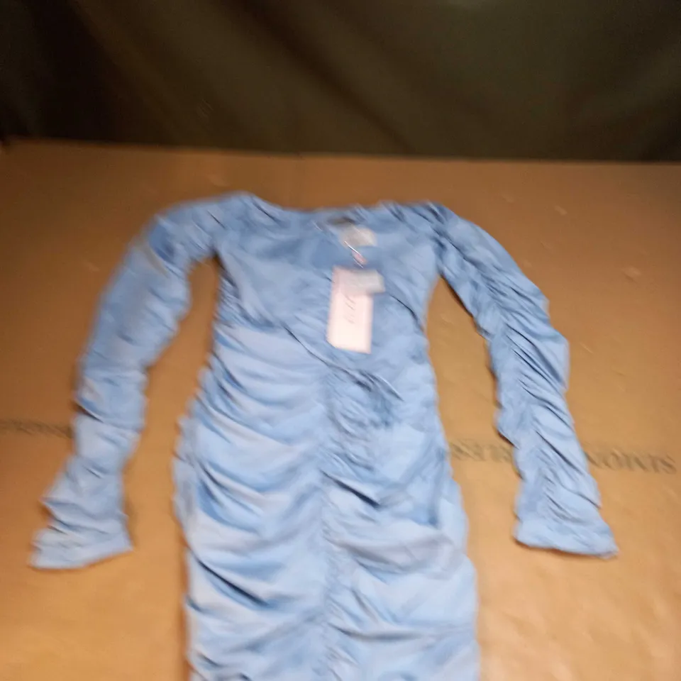 OH POLLY LONG SLEEVED RUCHED MINI DRESS SIZE 10