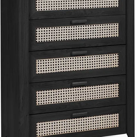 BOXED BEDROOM CHEST BLACK ASH SYDNEY 5 DRAWER CHEST OF DRAWERS