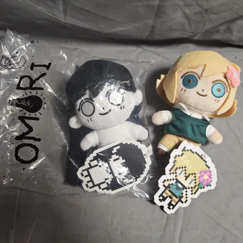 Omori plush duo by Omocat – two character plushies with stickers