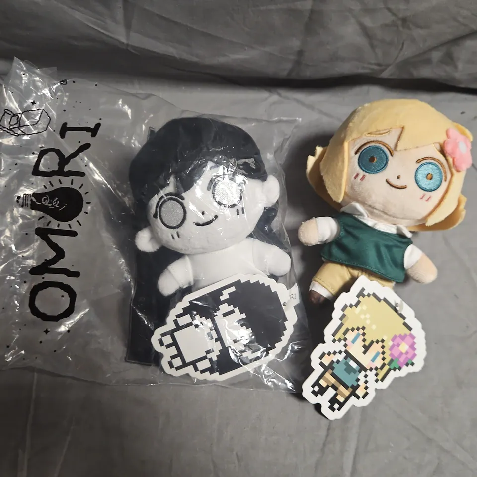 Omori plush duo by Omocat – two character plushies with stickers