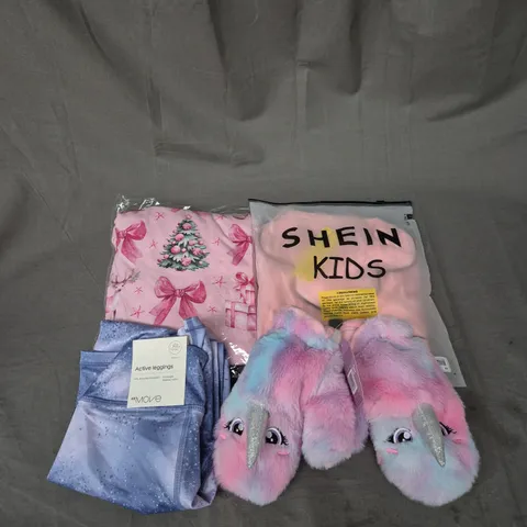 BOX OF APPROXIMATELY 30 ASSORTED KIDS CLOTHING ITEMS TO INCUDE - PYJAMAS, LEGGINGS, GLOVES, ETC