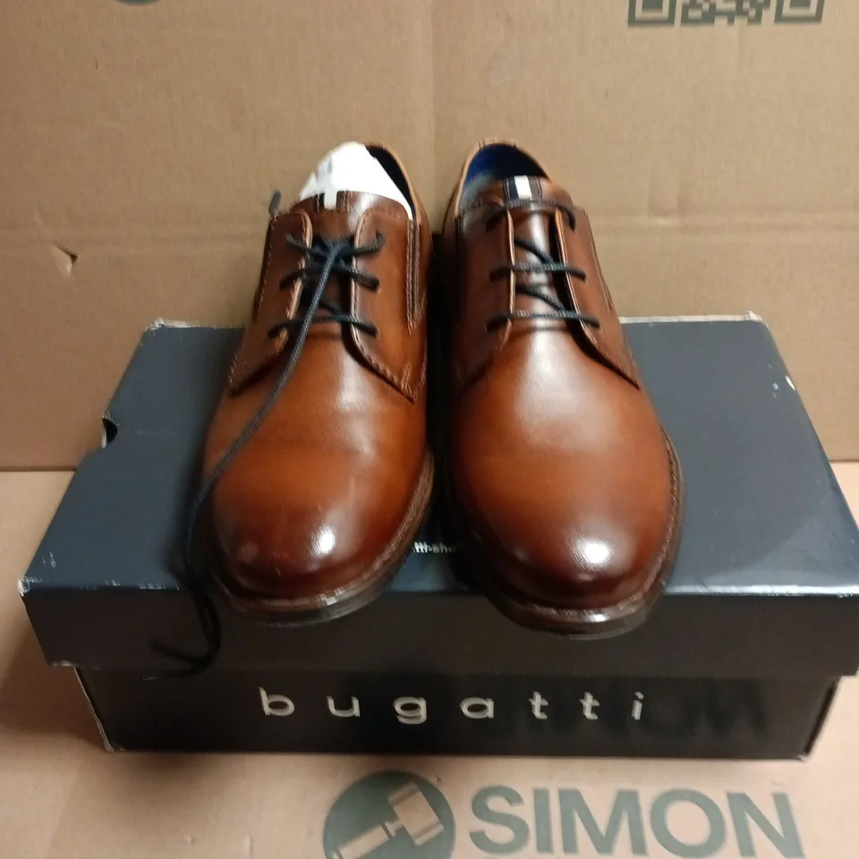 BUGATTI COGNAC BROWN LEATHER DRESS SHOES – UK 7 