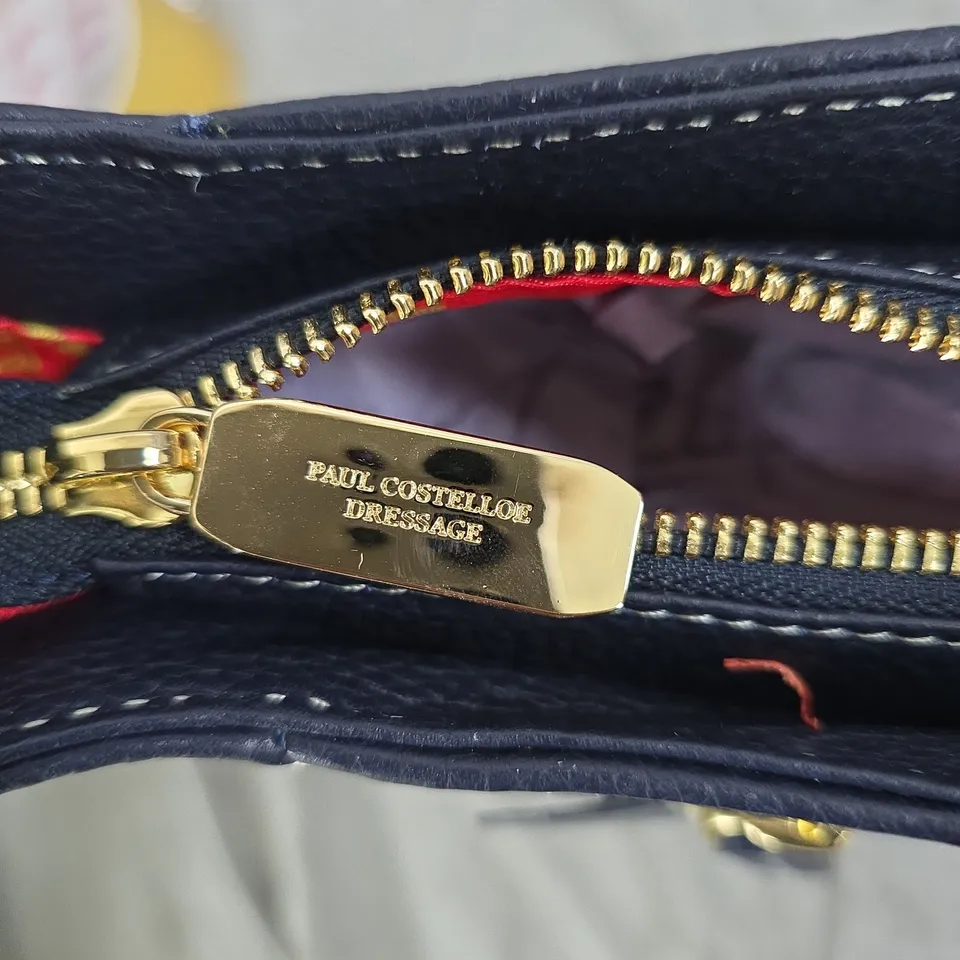 PAUL COSTELLOE DRESSAGE NAVY LEATHER HANDBAG