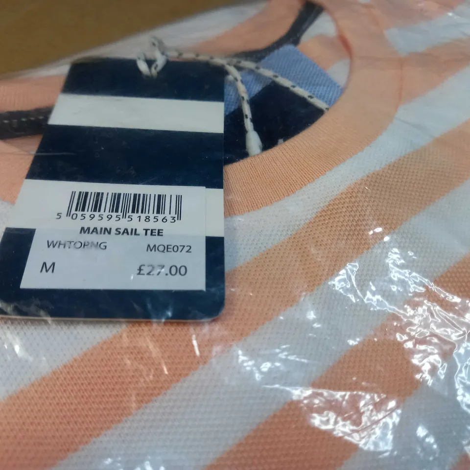 PACKAGED CREW CLOTHING COMPANY PEACH/WHITE POLO TOP - MEDIUM