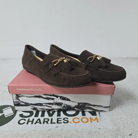 MODA IN PELLE ESSANA BROWN SUEDE MOCCASIN LOAFERS – UK 6 (EU 39)
