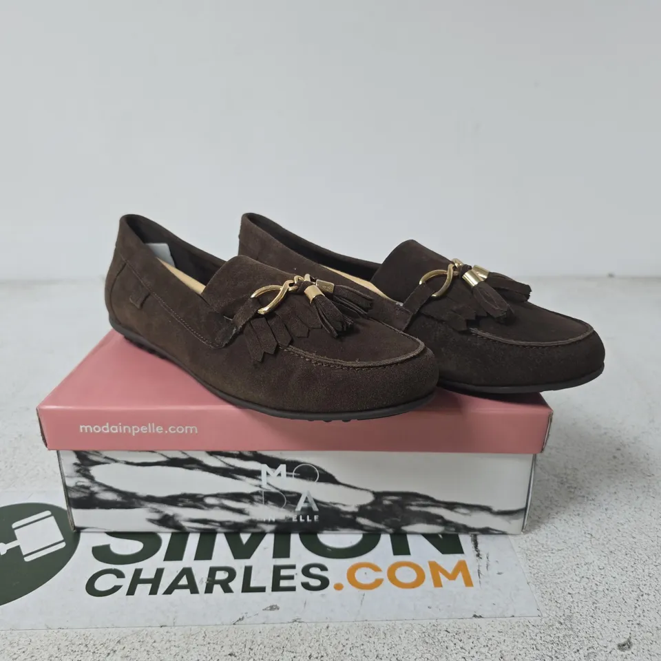 MODA IN PELLE ESSANA BROWN SUEDE MOCCASIN LOAFERS – UK 6 (EU 39)