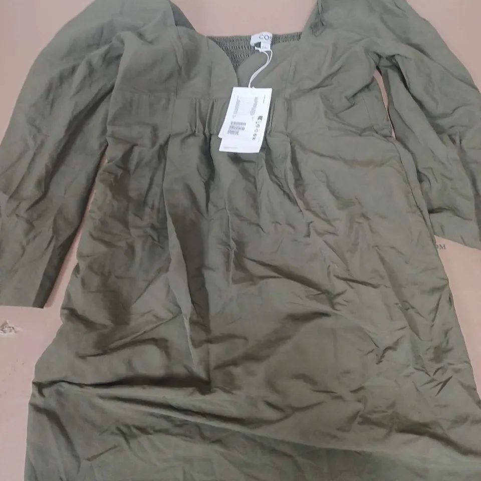 COS PUFFY SLEEVE DRESS IN GREEN - UK 14