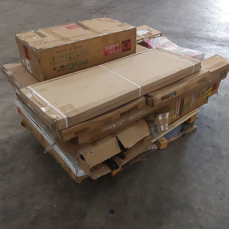PALLET CONTAINING A LARGE ASSORTMENT OF CONSUMER PRODUCTS/FURNITURE PARTS 