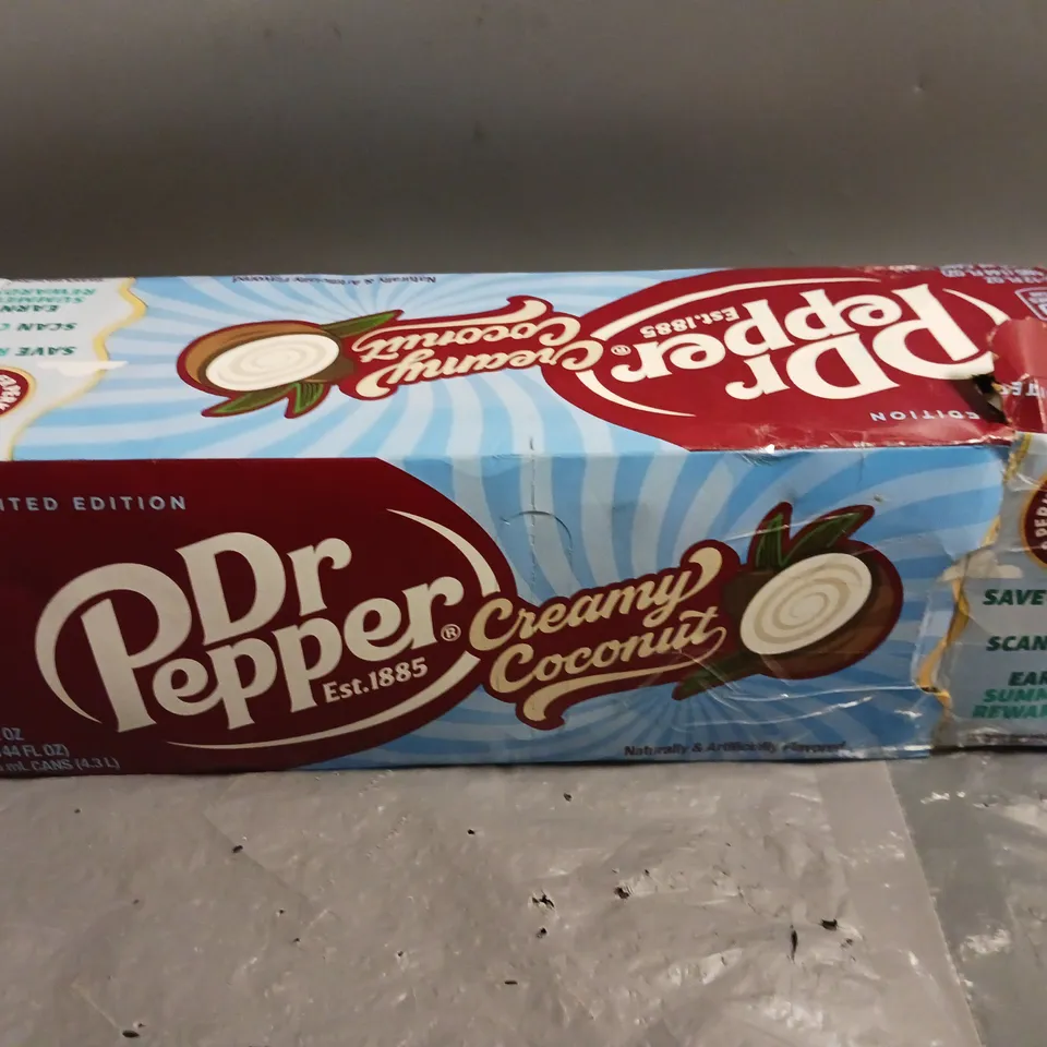 12 DR PEPPER CREAMY COCONUT FLAVOUR DRINKS CANS (12x355ml) - COLECTION ONLY