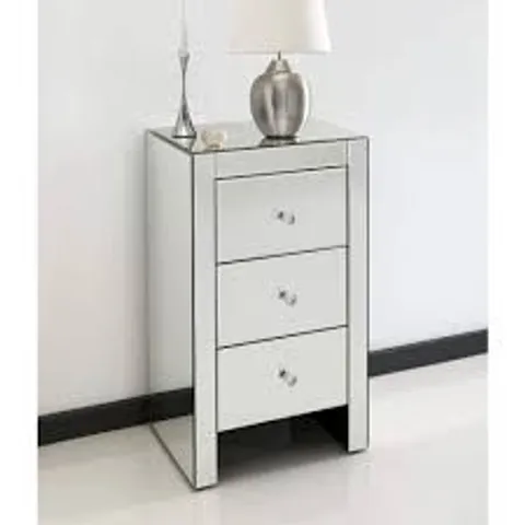 BRAND NEW HOMESDIRECT365 ROMANO CRYSTAL SLIM VENETIAN MIRRORED BEDSIDE TABLE