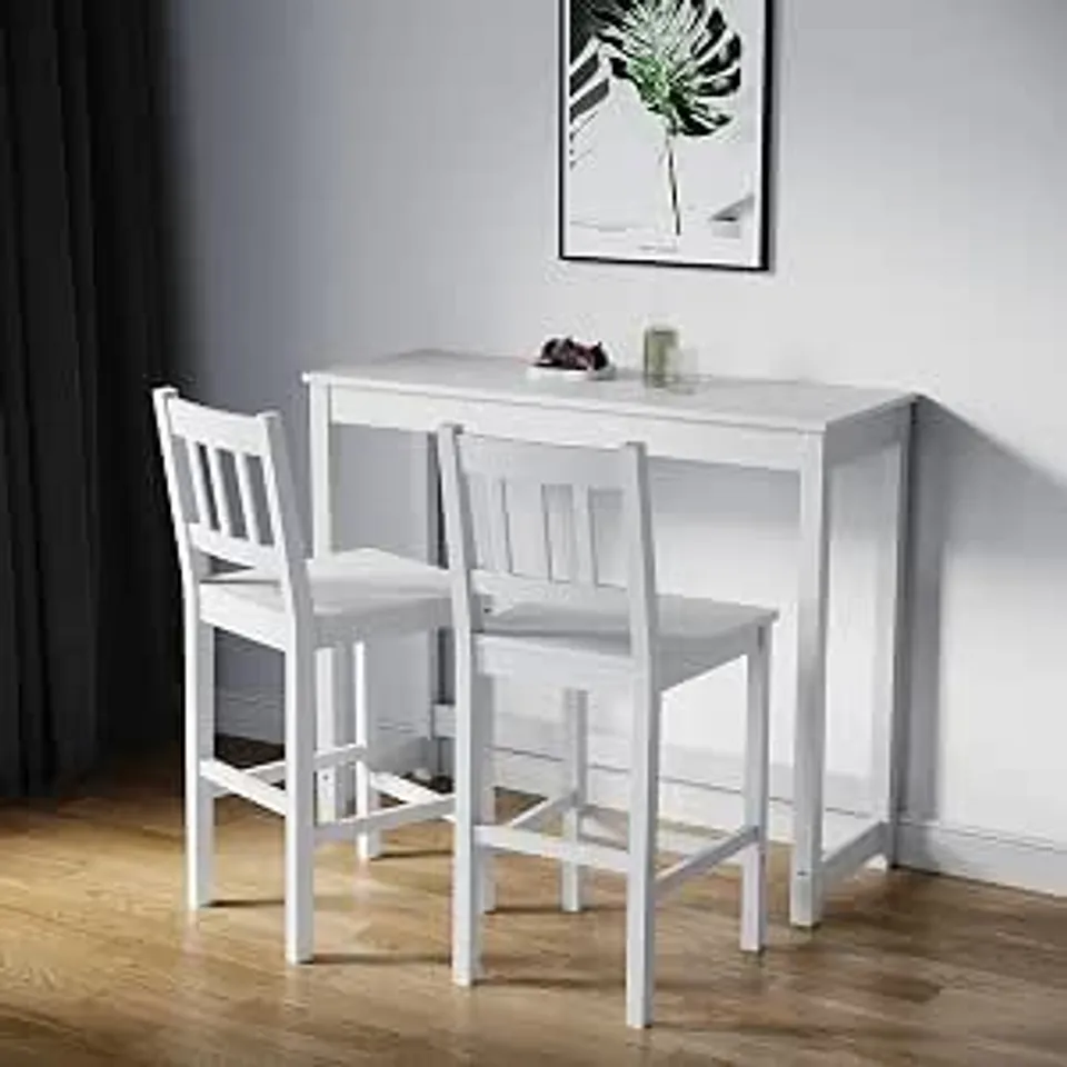 BOXED ELEGANT 3-PIECE DINING TABLE SET MADE OF SOLID PINE WOOD