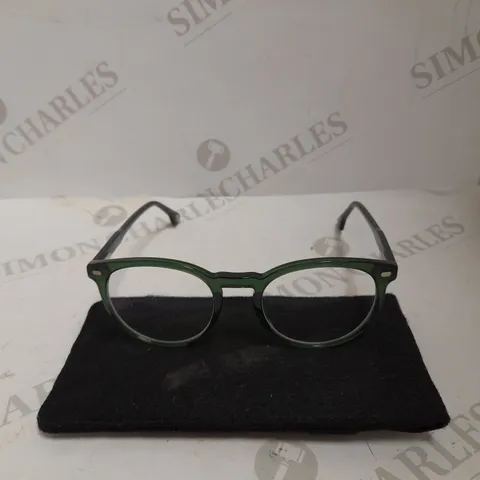 HART GIBSON CRYSTAL GREEN ROUND FRAMED PRESCRIPTION GLASSES 