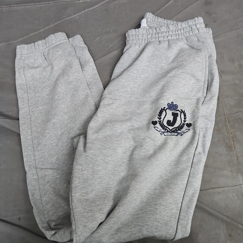 JUICY COUTURE VISTA CREST CUFFED LOOPBACK FLEECE TRACKPANTS IN GREY - UK SMALL