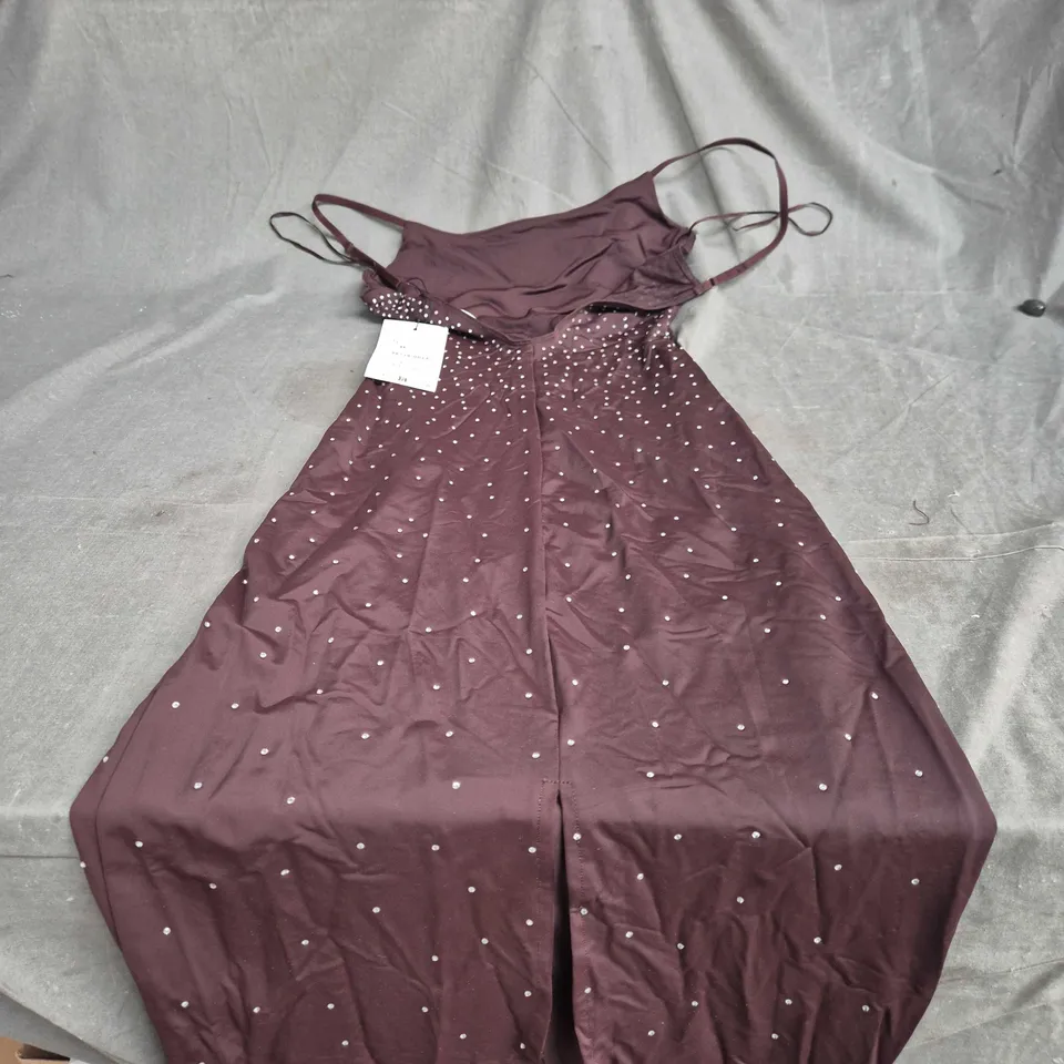 ZARA BURGUNDY EMBELLISHED DRESS – WOMEN'S, UK SIZE S