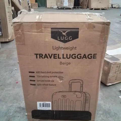 BOXED LUGG LIGHTWEIGHT TRAVEL LUGGAGE HARD SHELL CASE -BEIGE-