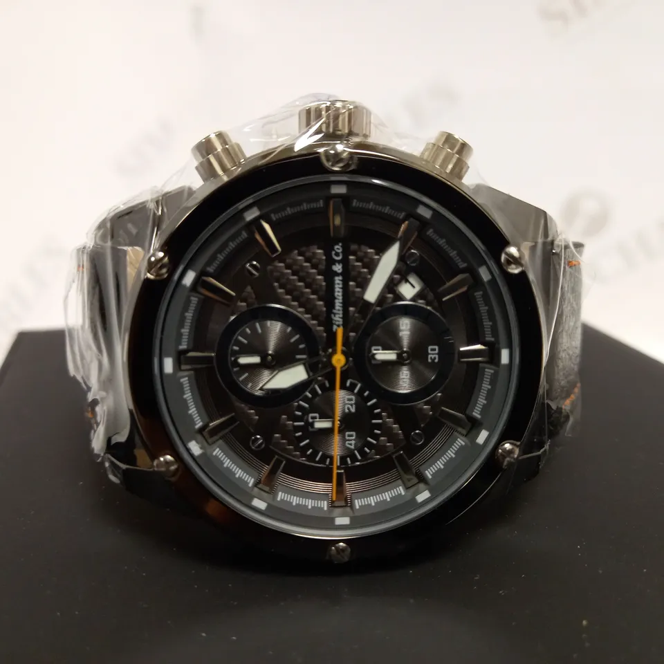 ZIHLMANN & CO SPORTS CHRONOGRAPH STYLE LEATHER STRAP WATCH RRP £560