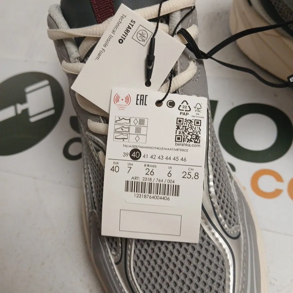 BERSHKA MEN'S GREY MESH TRAINERS – UK 6 (EU 40, US 7)