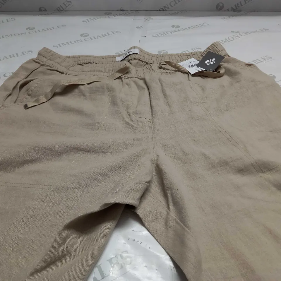 EVANS LINEN BLEND PANTS IN SAND COLOUR - UK 18