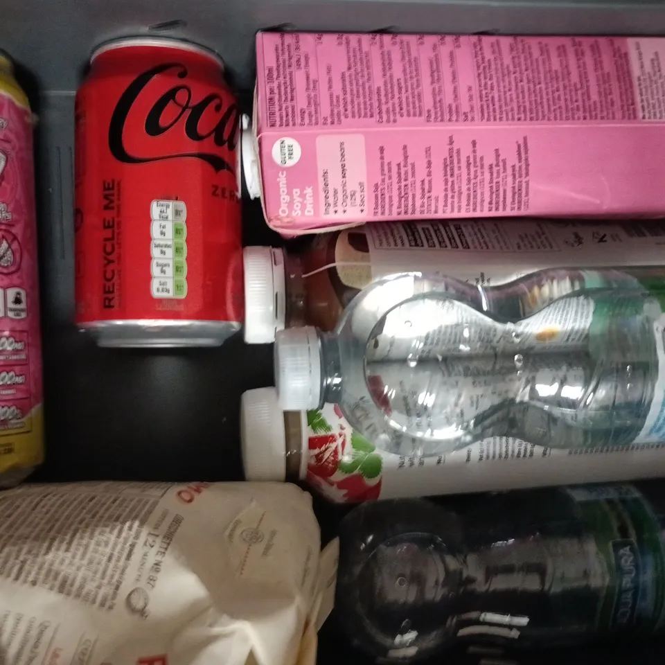 APPROXIMATELY 10 ASSORTED FOOD AND DRINK ITEMS TO INCLUDE AQUA PURA, RUDE HEALTH, ETC