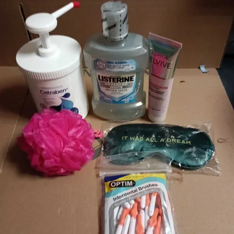 APPROXIMATEY 20 ASSORTED HEALTH AND BEAUTY PRODUCTS TO INCLUDE - CETRABEN CREAM - LISTERINE MOUTHWASH AND INTERDENTAL BRUSHES
