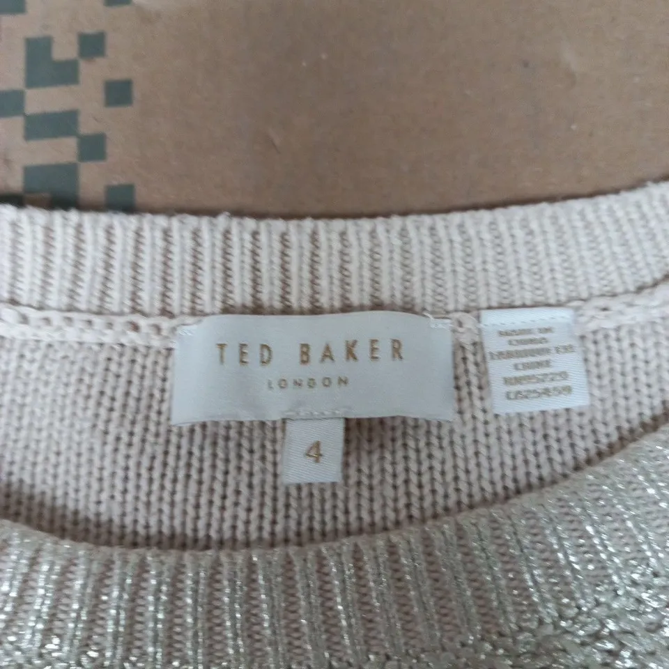 TED BAKER LONDON BEIGE KNIT JUMPER, UK 4