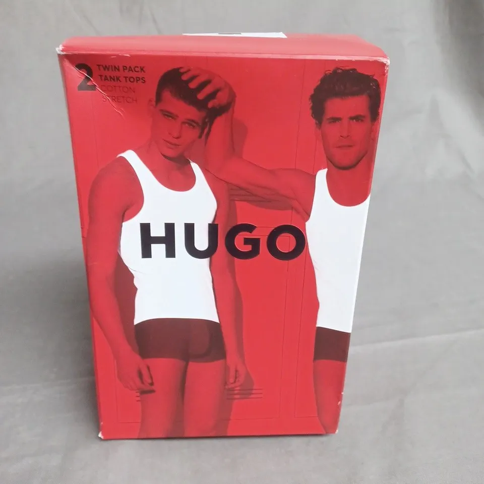 BOXED HUGO TANK TOP PAIR IN BLACK - L