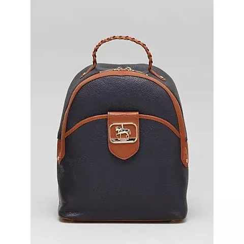 PAUL COSTELLOE GYMKHANA LEATHER BACKPACK IN NAVY